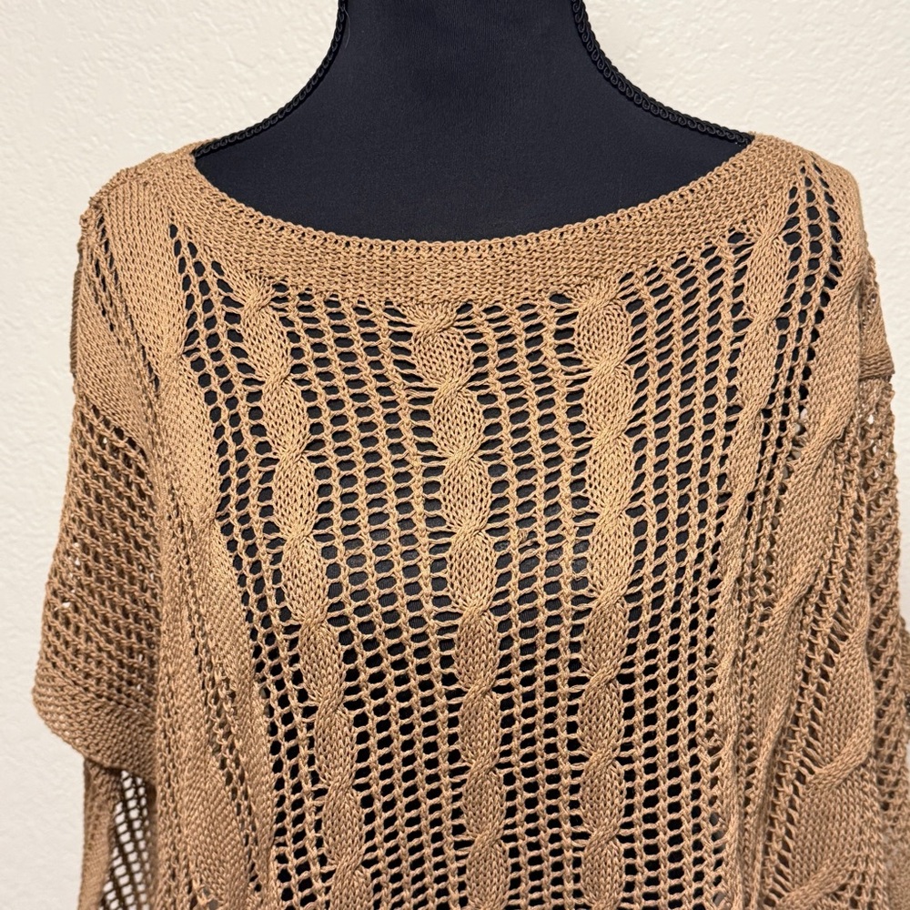 Max Studio Tan Open-Knit Sweater